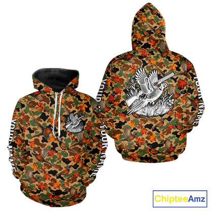 Pheasant Hunting Shirt Custom Vintage Pheasant Camouflage Auttumn Hunter Gift Apparel NHT1752