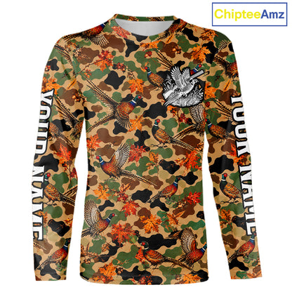 Pheasant Hunting Shirt Custom Vintage Pheasant Camouflage Auttumn Hunter Gift Apparel NHT1752