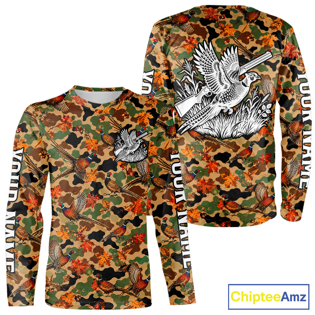 Pheasant Hunting Shirt Custom Vintage Pheasant Camouflage Auttumn Hunter Gift Apparel NHT1752
