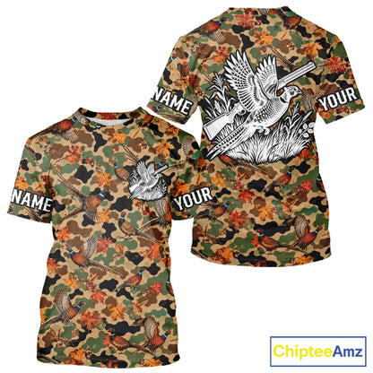 Pheasant Hunting Shirt Custom Vintage Pheasant Camouflage Auttumn Hunter Gift Apparel NHT1752
