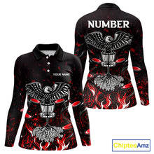 Load image into Gallery viewer, Personalized Disc Golf Polo Shirt With Eagle Design, Customizable Name, Unisex Sports Jersey For Womens |Red NHT810