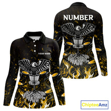 Load image into Gallery viewer, Personalized Womens Disc Golf Polo Shirt With Eagle Design, Customizable Name, Unisex Sports Jersey For Womens |Yellow NHT812
