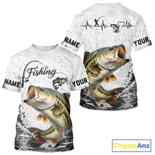 Load image into Gallery viewer, Custom Name Bass Fishing T - Shirt Performance, Bass Gift For Men 