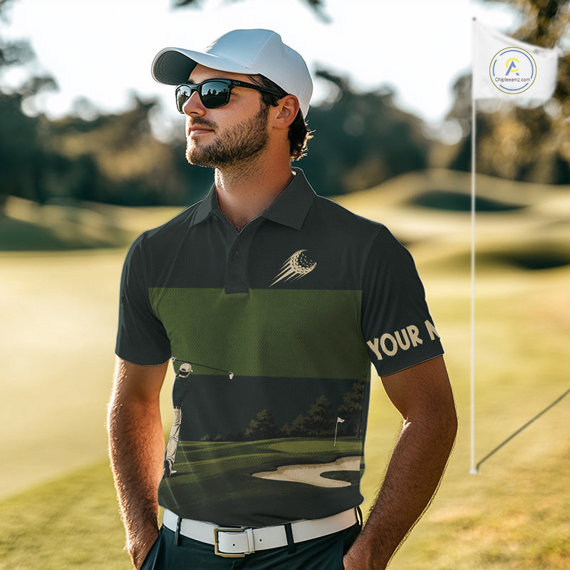 Golf Course Golfer Golf Top, Personalized Custom Men Golf Polo Shirt, Team Golf Shirt, Golf Gift NHT1404