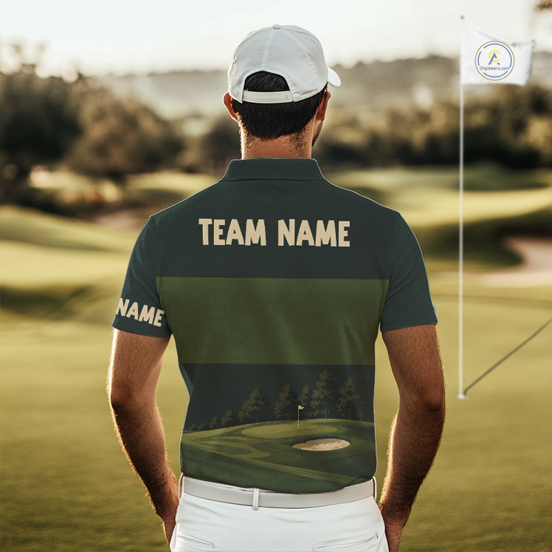 Golf Course Golfer Golf Top, Personalized Custom Men Golf Polo Shirt, Team Golf Shirt, Golf Gift NHT1404