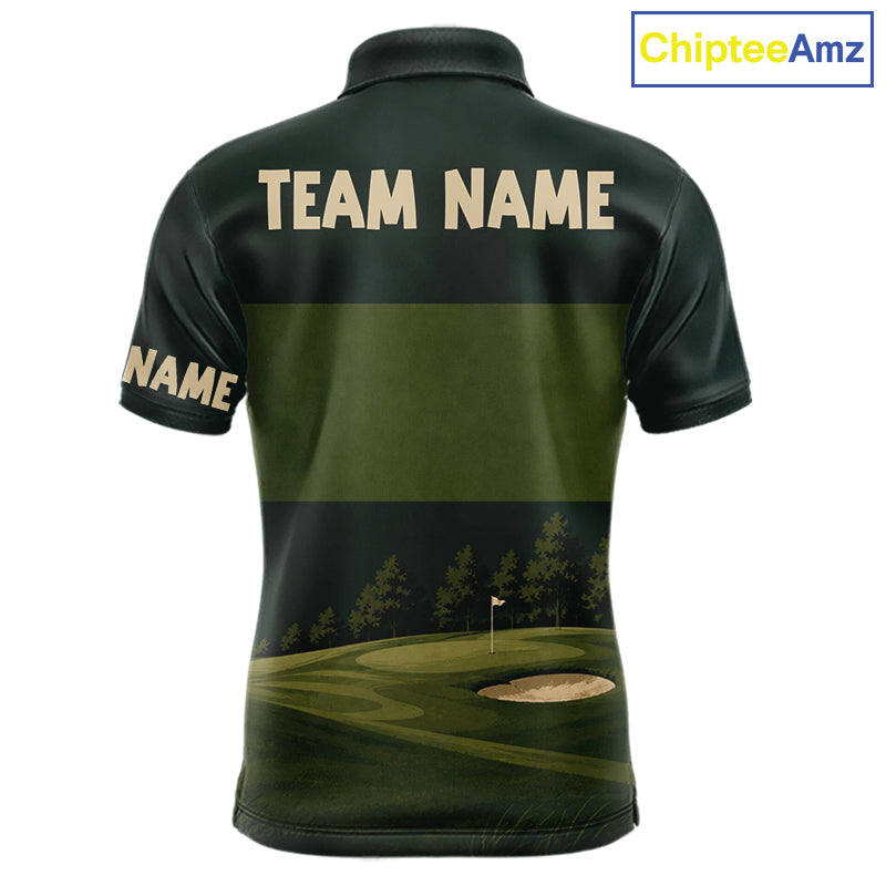 Golf Course Golfer Golf Top, Personalized Custom Men Golf Polo Shirt, Team Golf Shirt, Golf Gift NHT1404