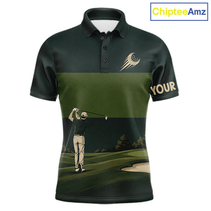 Golf Course Golfer Golf Top, Personalized Custom Men Golf Polo Shirt, Team Golf Shirt, Golf Gift NHT1404