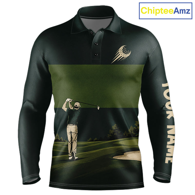 Golf Course Golfer Golf Top, Personalized Custom Men Golf Polo Shirt, Team Golf Shirt, Golf Gift NHT1404