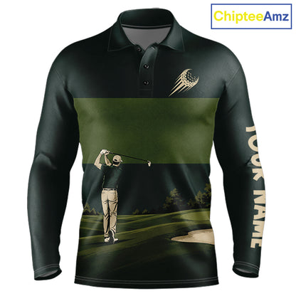 Golf Course Golfer Golf Top, Personalized Custom Men Golf Polo Shirt, Team Golf Shirt, Golf Gift NHT1404