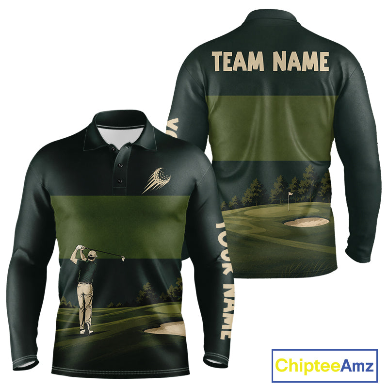 Golf Course Golfer Golf Top, Personalized Custom Men Golf Polo Shirt, Team Golf Shirt, Golf Gift NHT1404