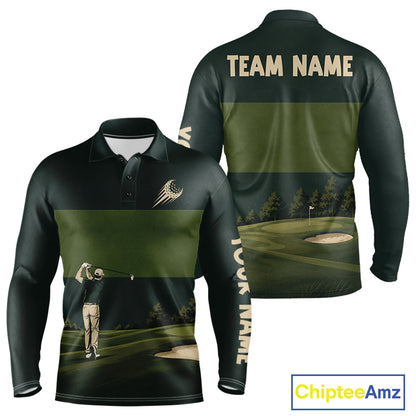 Golf Course Golfer Golf Top, Personalized Custom Men Golf Polo Shirt, Team Golf Shirt, Golf Gift NHT1404
