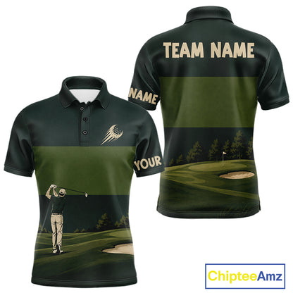 Golf Course Golfer Golf Top, Personalized Custom Men Golf Polo Shirt, Team Golf Shirt, Golf Gift NHT1404