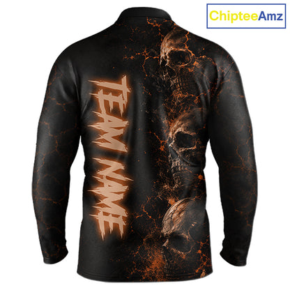 Personalized Skull Golf Top, Custom Golf Polo Shirt, Fiery Skull Golf Shirt, Golf Gift For Men NHT1405