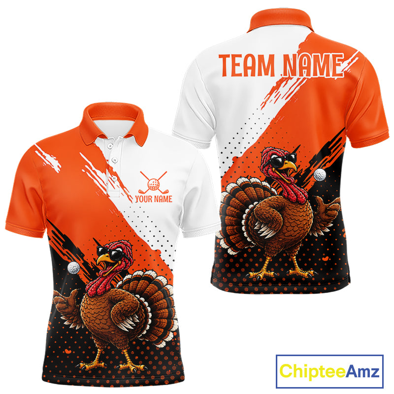 Personalized Turkey Golf Polo Shirt, Custom Thanksgiving Golf Shirt For Men NHT1409