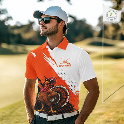 Personalized Turkey Golf Polo Shirt, Custom Thanksgiving Golf Shirt For Men NHT1409