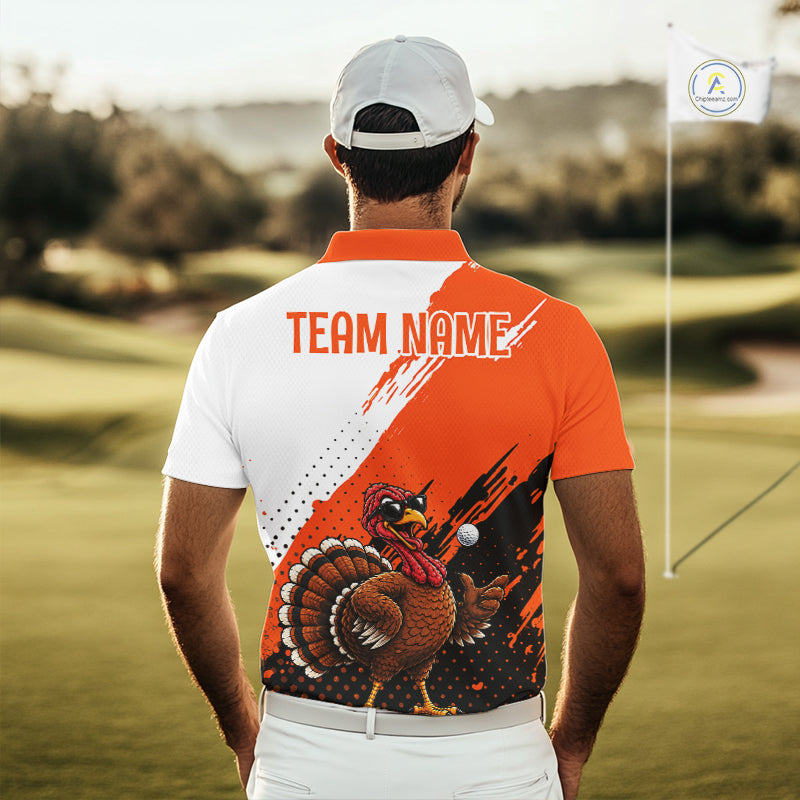 Personalized Turkey Golf Polo Shirt, Custom Thanksgiving Golf Shirt For Men NHT1409