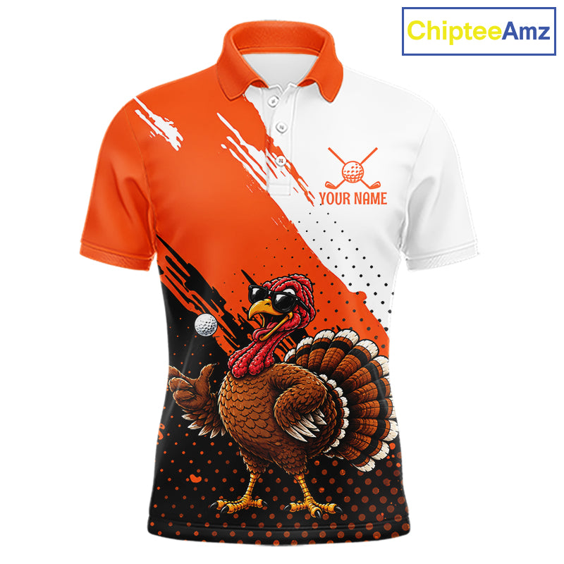Personalized Turkey Golf Polo Shirt, Custom Thanksgiving Golf Shirt For Men NHT1409