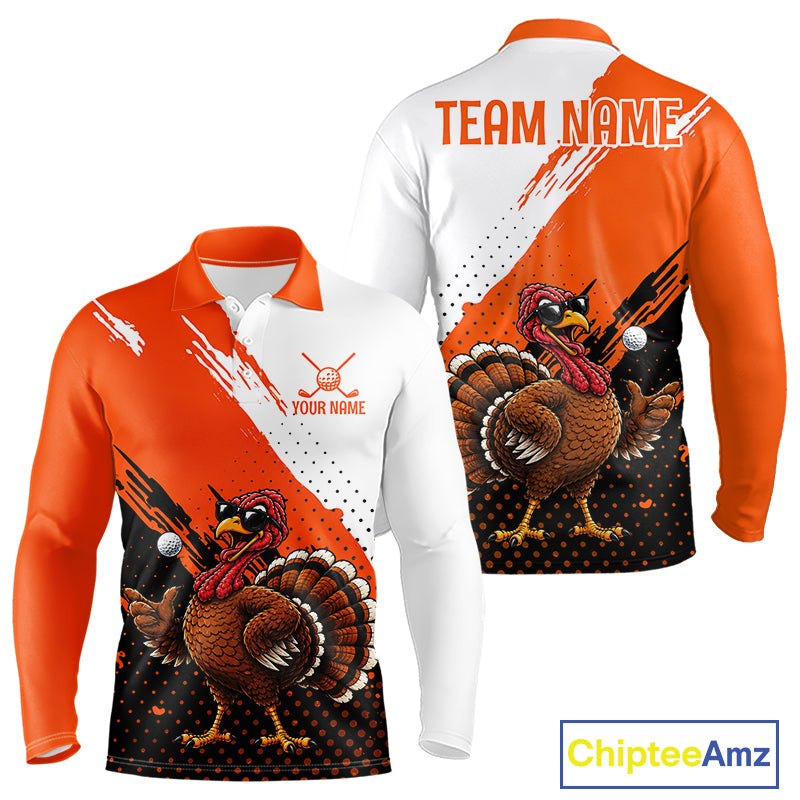 Personalized Turkey Golf Polo Shirt, Custom Thanksgiving Golf Shirt For Men NHT1409