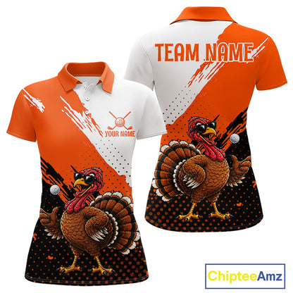 Personalized Turkey Golf Polo Shirt, Custom Thanksgiving Golf Shirt For Women NHT1409