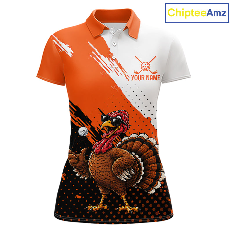 Personalized Turkey Golf Polo Shirt, Custom Thanksgiving Golf Shirt For Women NHT1409