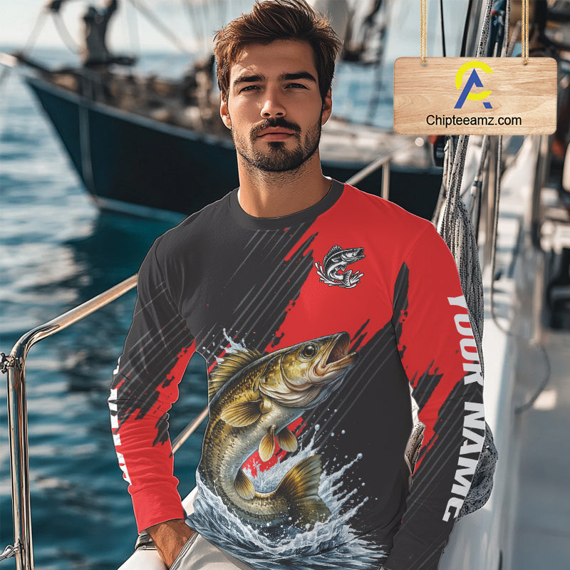 Walleye Fishing Long Sleeve Tournament Shirts, Personalized Walleye Fishing Jerseys NHT585