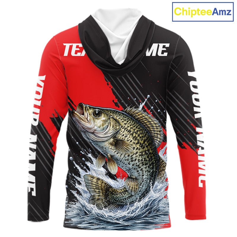 Crappie Fishing Long Sleeve Hooded Tournament Shirts, Personalized Crappie Fishing Jerseys NHT586