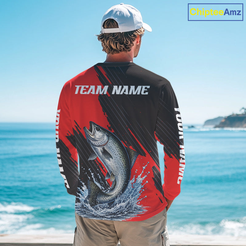 Chinook Salmon Fishing Long Sleeve Tournament Shirts, Personalized Salmon Fishing Jerseys NHT587