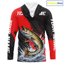 Load image into Gallery viewer, Hooded Musky Fishing Long Sleeve Tournament Shirts, Personalized Musky Fishing Jerseys NHT588