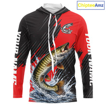 Load image into Gallery viewer, Hooded Musky Fishing Long Sleeve Tournament Shirts, Personalized Musky Fishing Jerseys NHT588