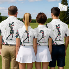 Load image into Gallery viewer, Flamingo Womens Golf Polo Shirts, Colorful Tropical Flamingo Pattern, Tropical Golf Shirt NHT590