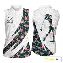 Load image into Gallery viewer, Flamingo Womens Sleeveless Golf Polo Shirts, Colorful Tropical Flamingo Pattern, Tropical Golf Shirt NHT590