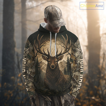 Best Men's 3D Whitetail Deer Hunting Shirt Forest Camo Buck Apparel Gift For Hunter NHT1585