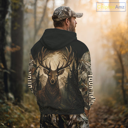 Best Men's 3D Whitetail Deer Hunting Shirt Forest Camo Buck Apparel Gift For Hunter NHT1585