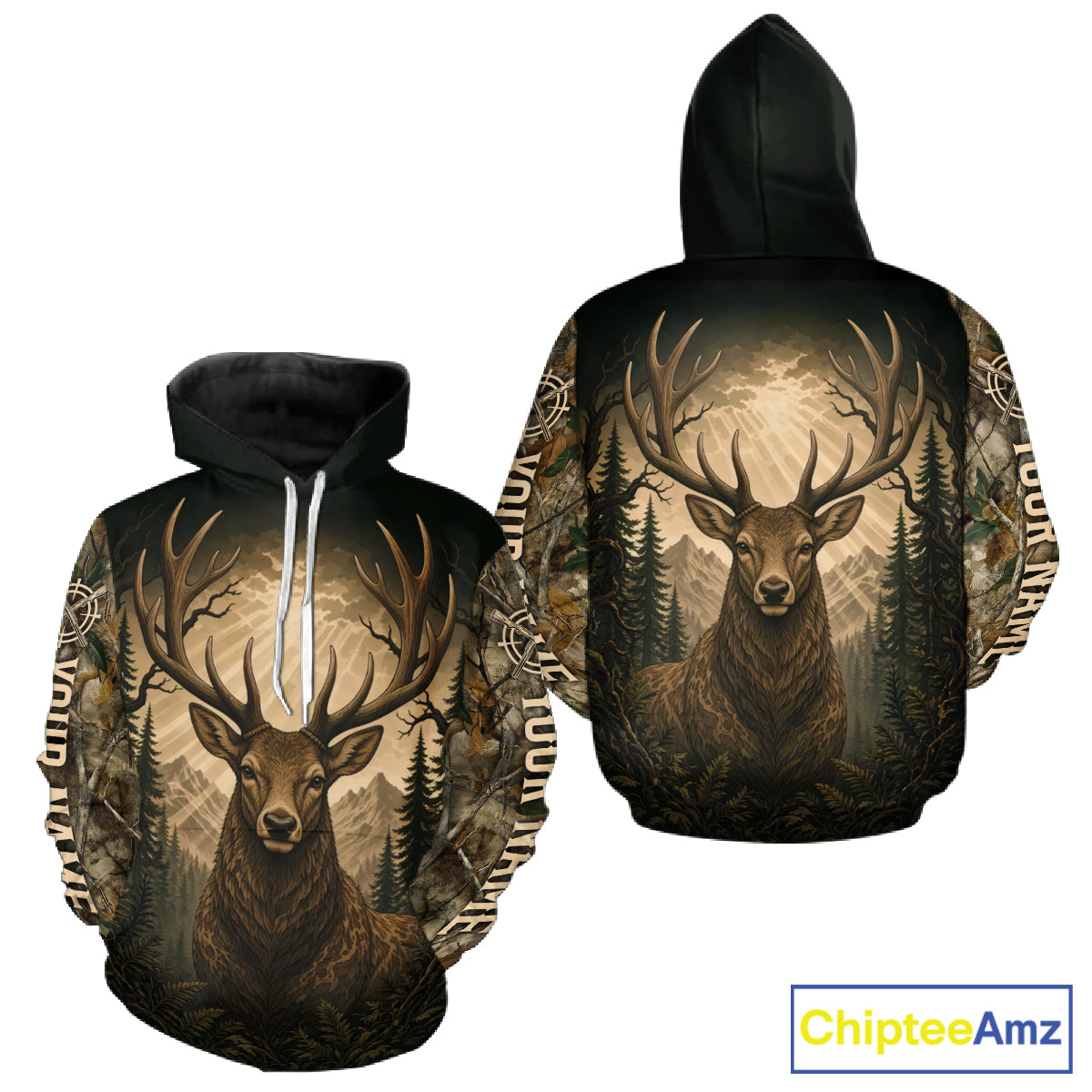 Best Men's 3D Whitetail Deer Hunting Shirt Forest Camo Buck Apparel Gift For Hunter NHT1585