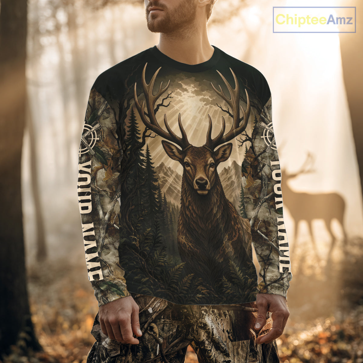 Best Men's 3D Whitetail Deer Hunting Shirt Forest Camo Buck Apparel Gift For Hunter NHT1585