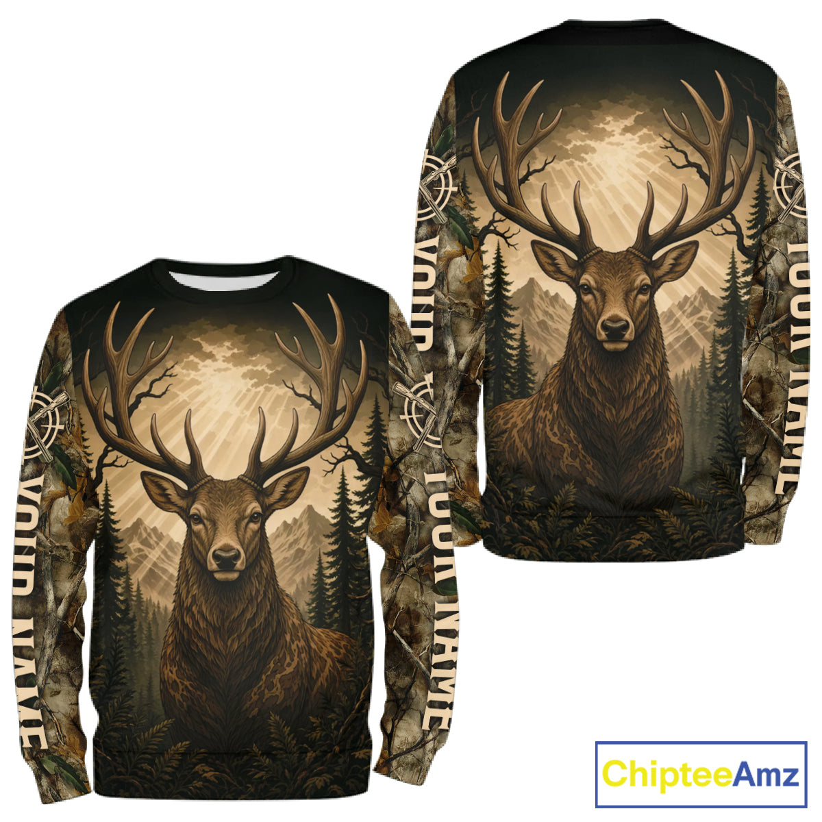 Best Men's 3D Whitetail Deer Hunting Shirt Forest Camo Buck Apparel Gift For Hunter NHT1585