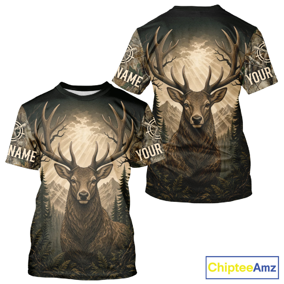 Best Men's 3D Whitetail Deer Hunting Shirt Forest Camo Buck Apparel Gift For Hunter NHT1585