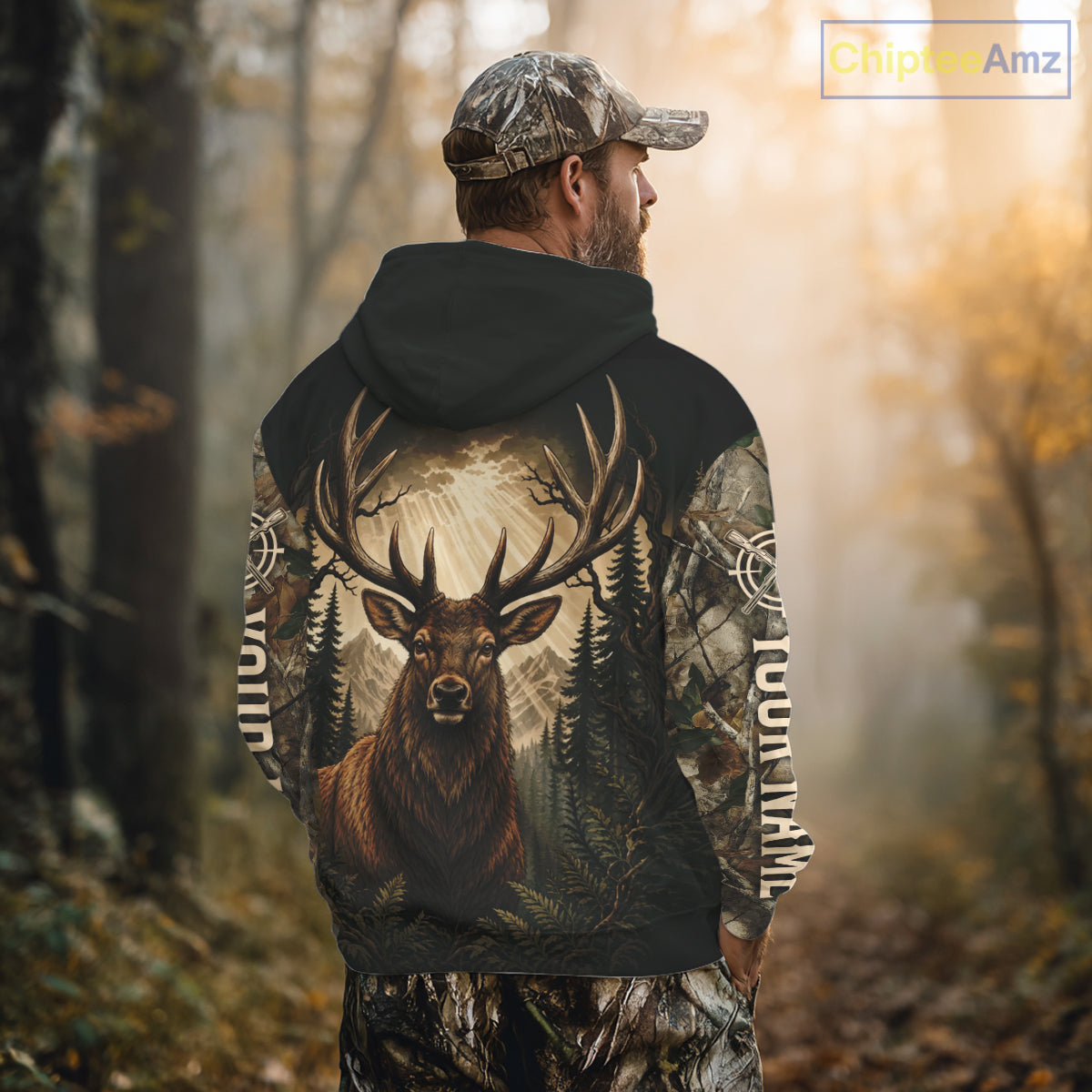 Best Men's 3D Elk Hunting Shirt Forest Camouflage Apparel Gift For Hunter NHT1586
