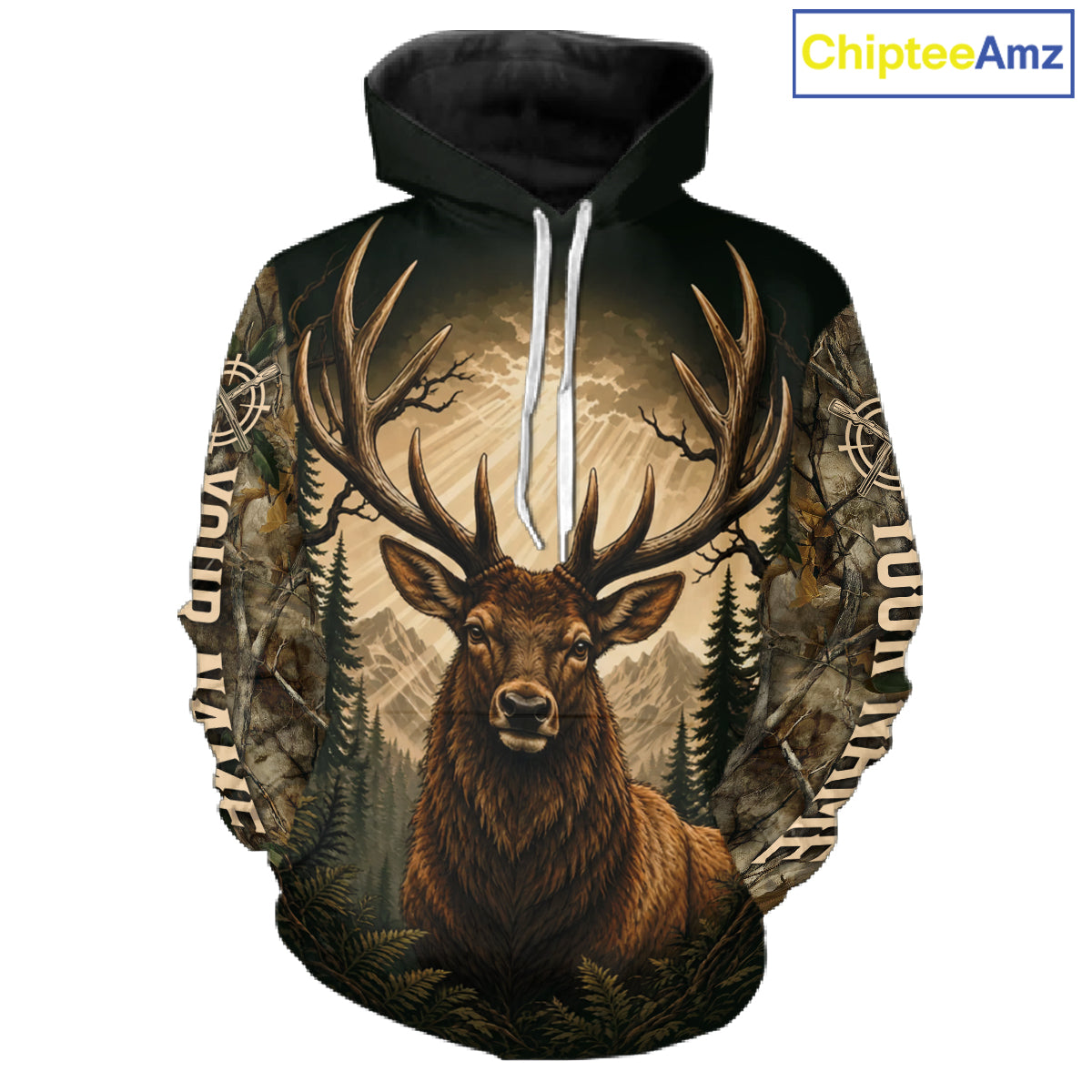 Best Men's 3D Elk Hunting Shirt Forest Camouflage Apparel Gift For Hunter NHT1586