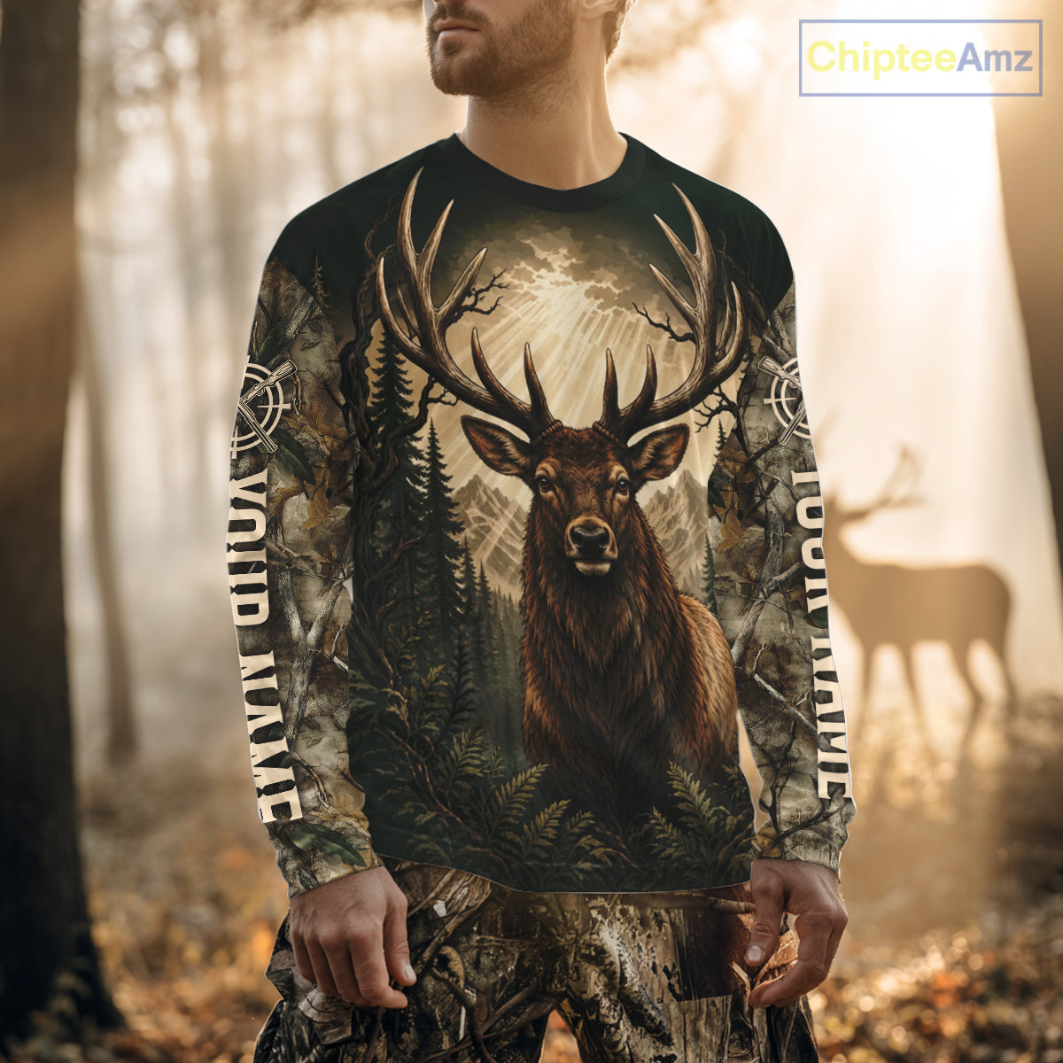 Best Men's 3D Elk Hunting Shirt Forest Camouflage Apparel Gift For Hunter NHT1586
