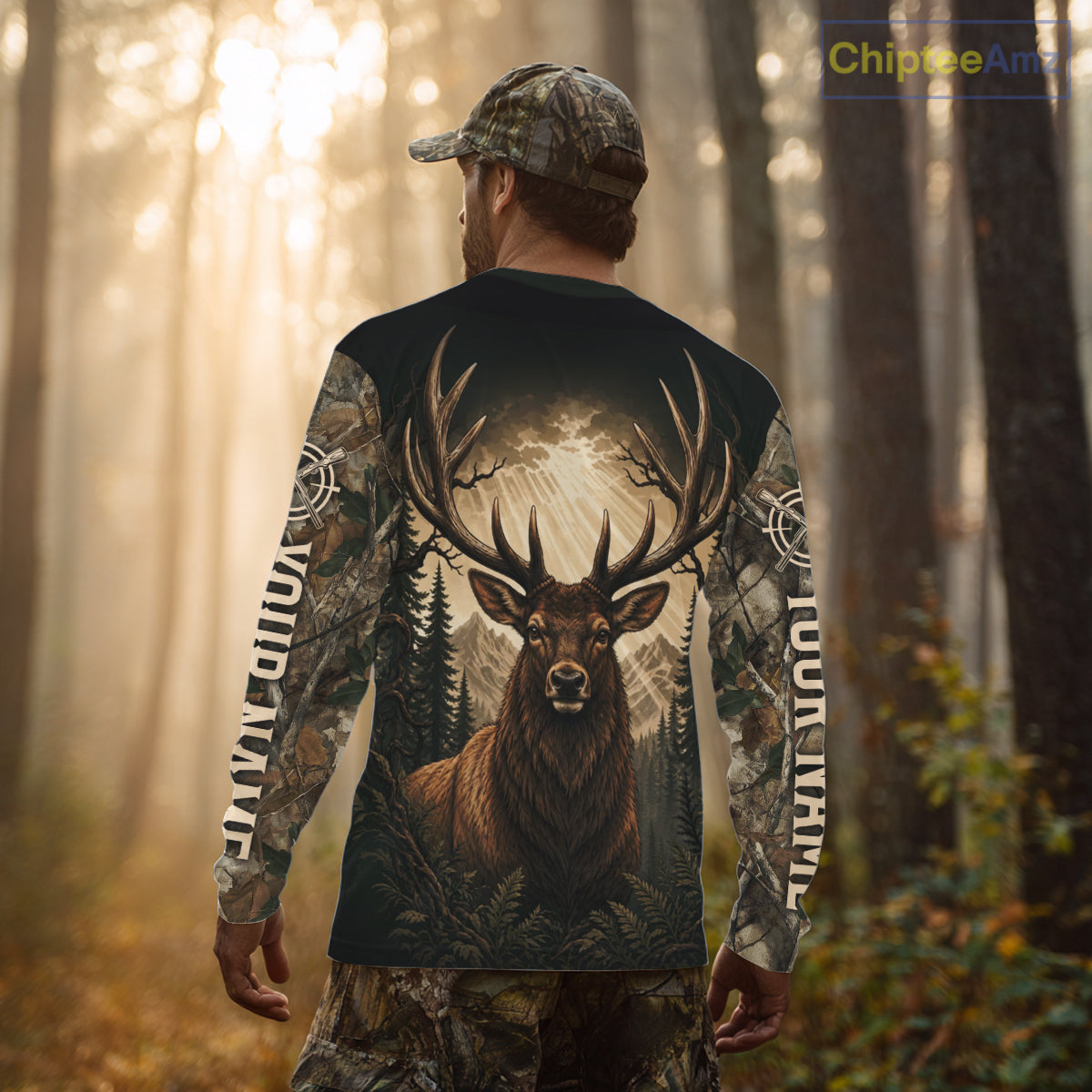 Best Men's 3D Elk Hunting Shirt Forest Camouflage Apparel Gift For Hunter NHT1586