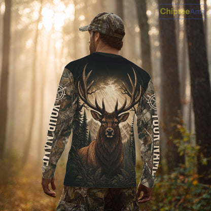 Best Men's 3D Elk Hunting Shirt Forest Camouflage Apparel Gift For Hunter NHT1586
