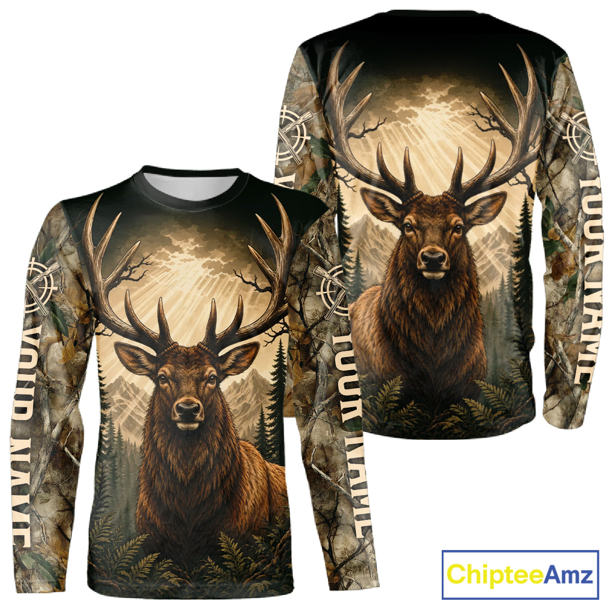 Best Men's 3D Elk Hunting Shirt Forest Camouflage Apparel Gift For Hunter NHT1586