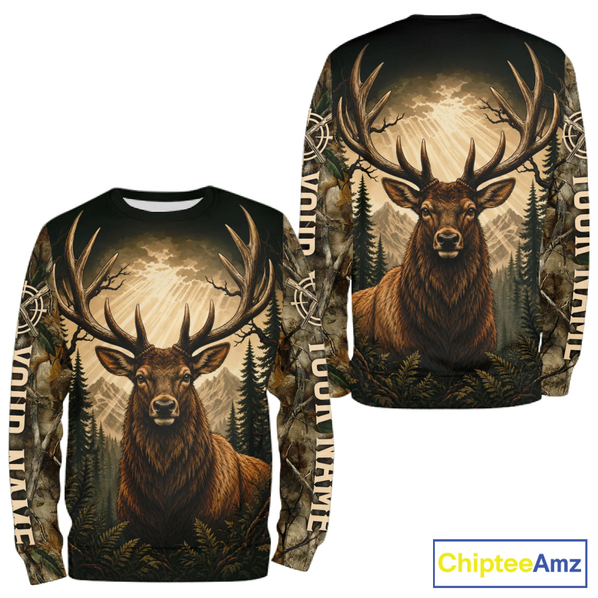 Best Men's 3D Elk Hunting Shirt Forest Camouflage Apparel Gift For Hunter NHT1586