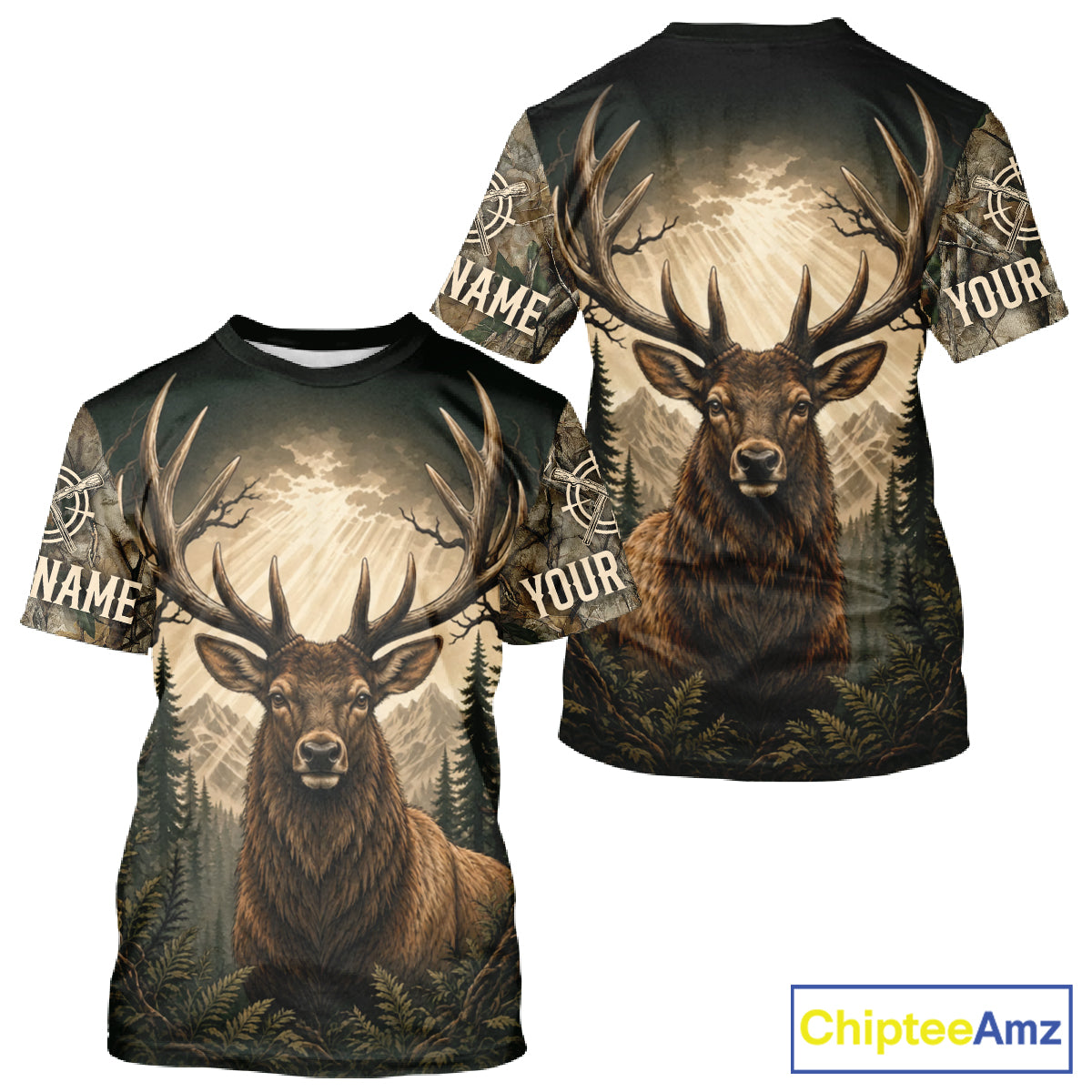 Best Men's 3D Elk Hunting Shirt Forest Camouflage Apparel Gift For Hunter NHT1586