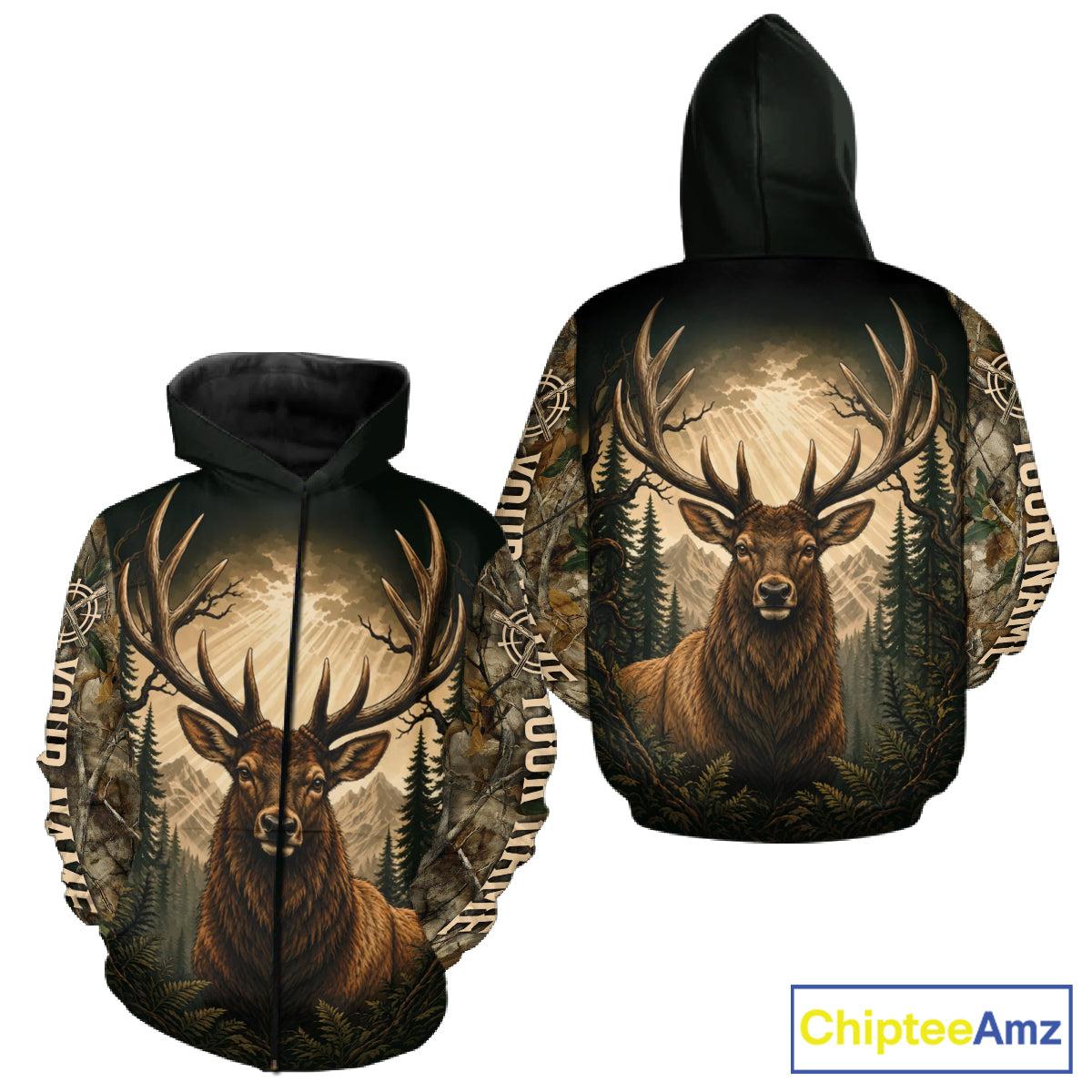 Best Men's 3D Elk Hunting Shirt Forest Camouflage Apparel Gift For Hunter NHT1586