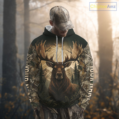 Best Men's 3D Moose Hunting Shirt Forest Camouflage Apparel Gift For Hunter NHT1587