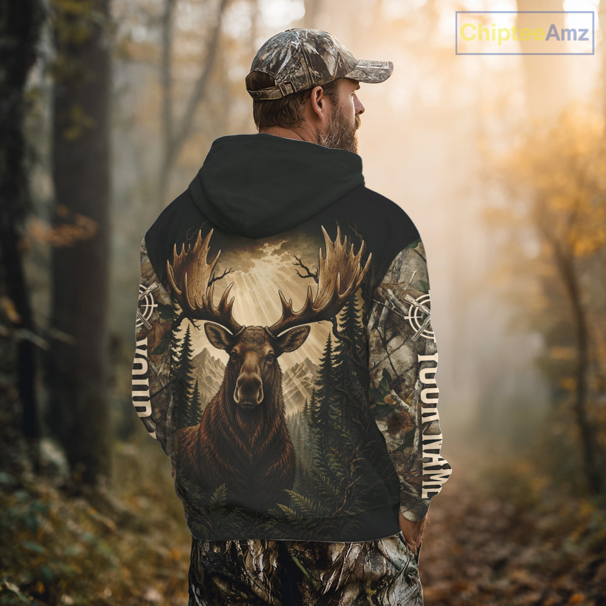 Best Men's 3D Moose Hunting Shirt Forest Camouflage Apparel Gift For Hunter NHT1587