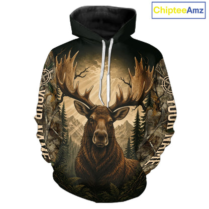 Best Men's 3D Moose Hunting Shirt Forest Camouflage Apparel Gift For Hunter NHT1587