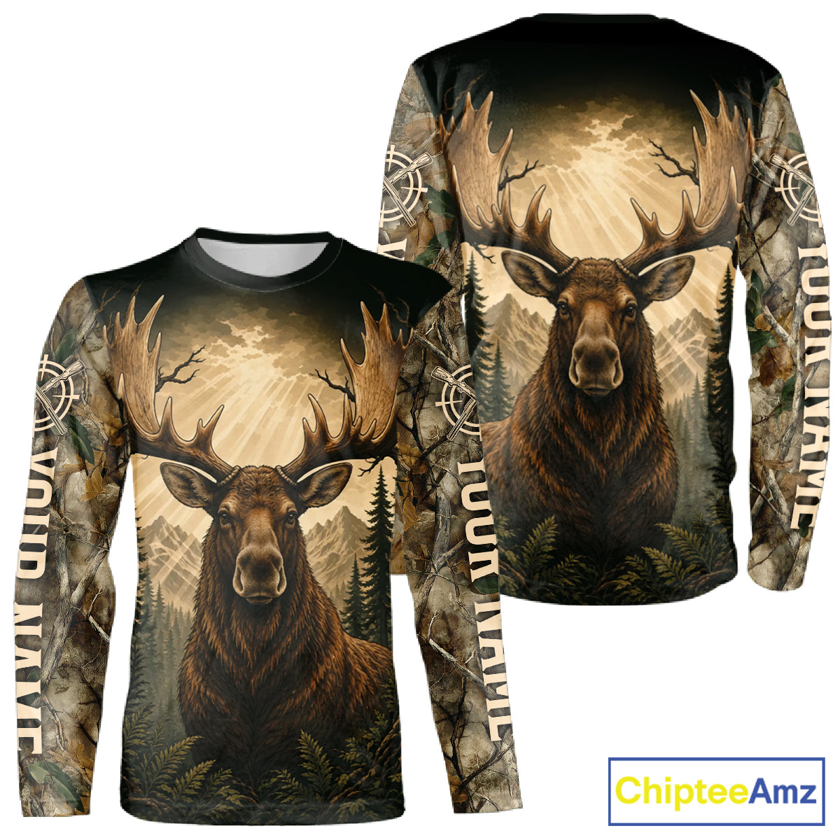 Best Men's 3D Moose Hunting Shirt Forest Camouflage Apparel Gift For Hunter NHT1587